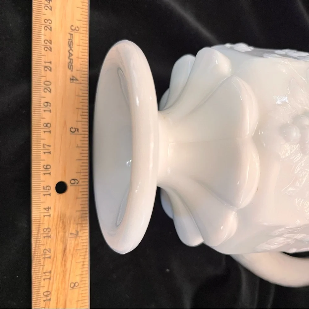 Westmoreland Milk Glass Paneled Grape Footed Pitcher Vintage MCM Water Vase